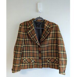 Vintage Wool Plaid Check Blazer